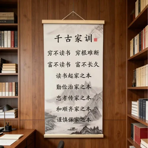 【下单立减50】字画励志书法实木油画布办公室挂画家训_YB1