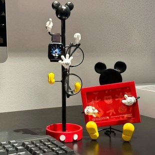 反派可爱多卡通首饰挂架创意镜子相框多功能收纳桌面装饰家居摆件