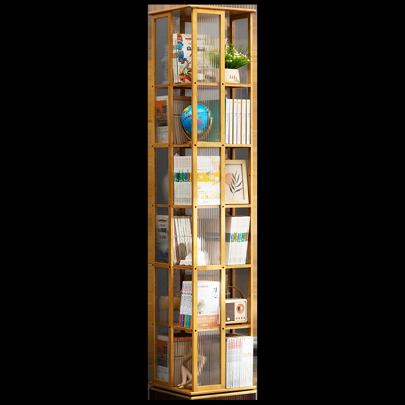 优选转书架落地置物架书柜t子家用收纳柜儿童客厅简易实木展示架.