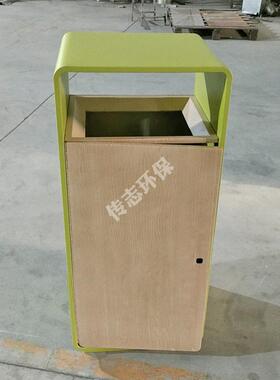 室内户外环卫方形轻奢转木纹绿色不锈钢垃圾桶果皮箱筒厂家定制