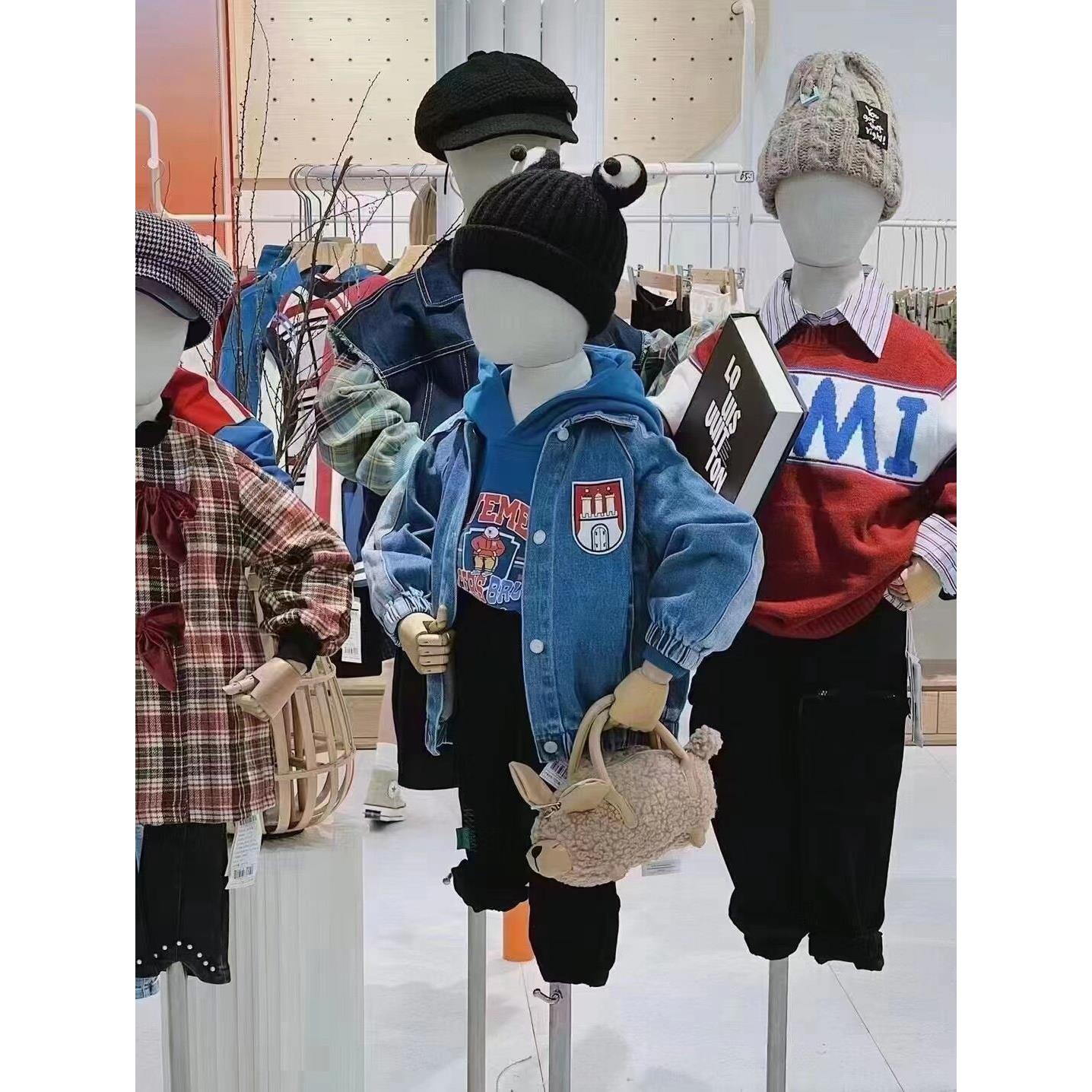 儿童模特道具半身全身带头带手橱窗展示架小孩男女童装店模特架子