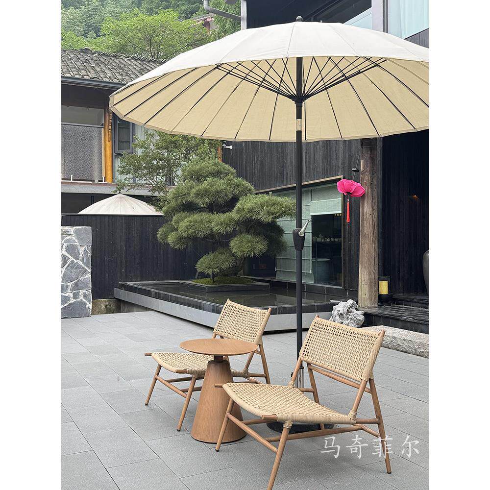 户外休闲沙发阳台单人藤椅家用椅子藤编民宿室外花园露天柚木桌椅