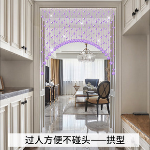 饰玄关卫生间遮挡免打孔家用 水晶门帘珠帘过道隔断帘子客厅卧室装