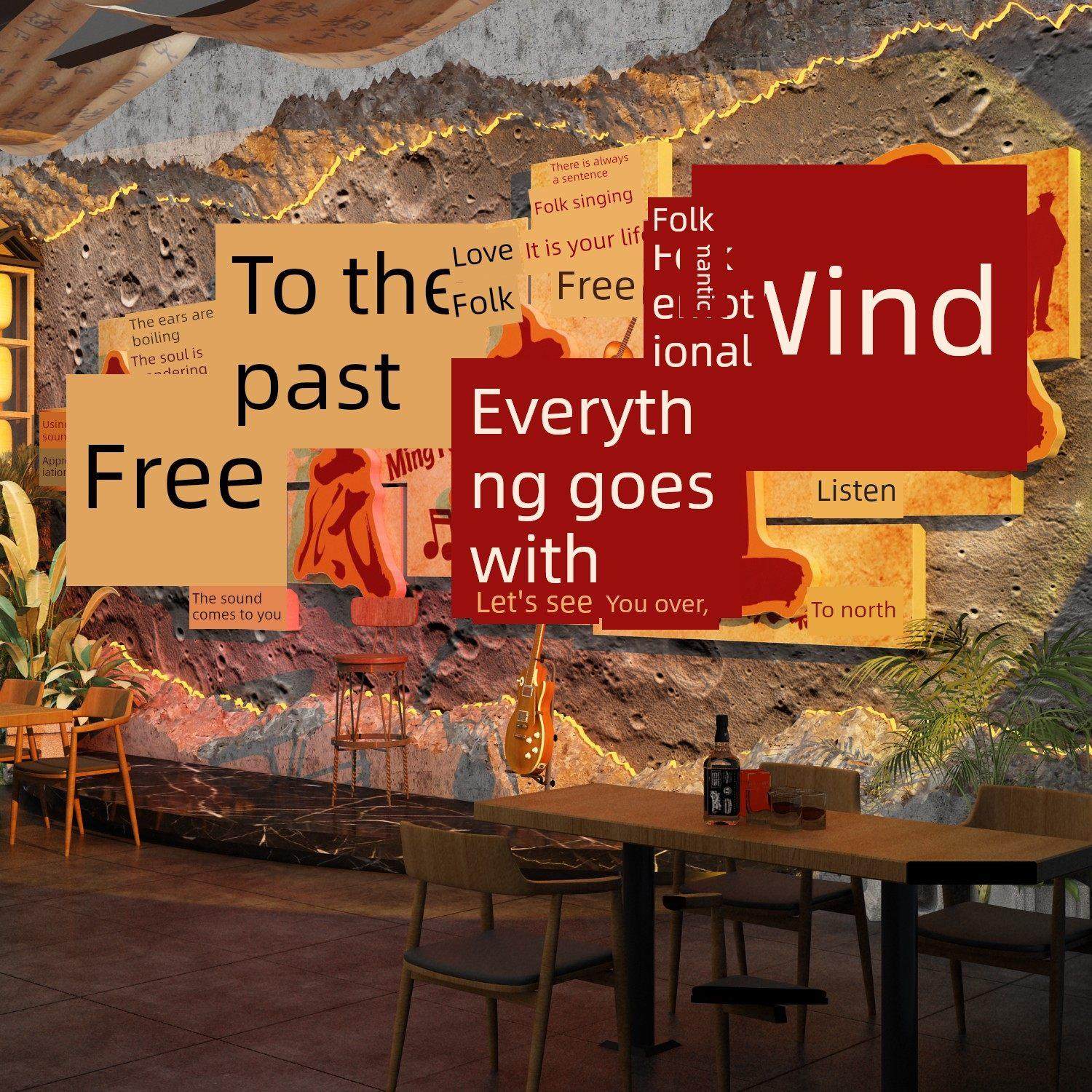 网红民间收藏风格酒吧墙面软装饰覆古场景小酒馆布局氛围烧烤店墙,家居饰品,软装墙贴,淘宝优惠券,粉丝福利购,淘宝优惠卷