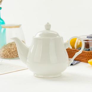 纯白唐山骨瓷器酒店茶壶陶瓷大号单壶瓷泡茶壶家用小水壶玉兰壶