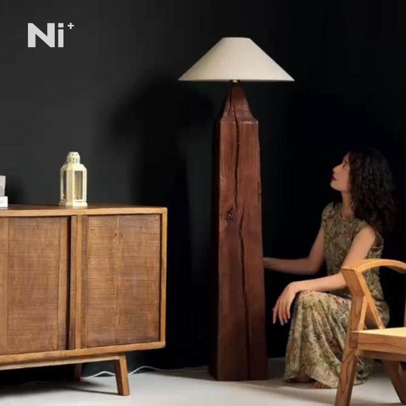 Ni尼家侘寂风中古落地灯复古风做旧实木灯具茶室民宿客厅客房装饰