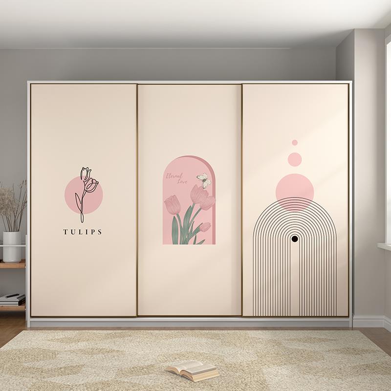 郁金香房间衣柜门贴纸衣柜贴纸翻新自粘卧室拉门移门玻璃门贴膜