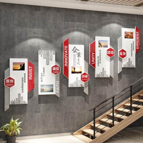 办公室司楼梯墙面装饰企业文化氛围布置会议进门形象高级感标语贴
