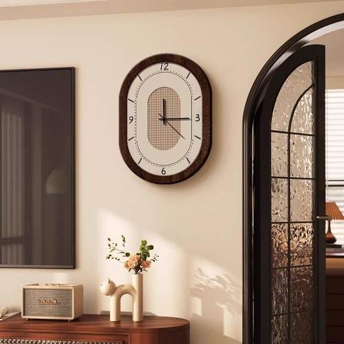 《岁月时光》中古风客厅挂钟2025新款饭厅覆古钟表装饰画挂墙时钟