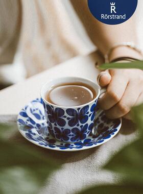 Rorstrand瑞典Mon Amie蓝色经典蓝蝴蝶咖啡杯家用盘陶瓷北欧水杯