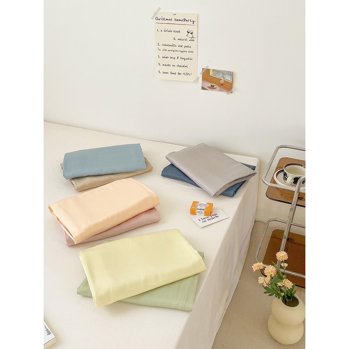 享受水平!凉爽Lyocell天丝夏季纯色床单定制糖果莫兰迪