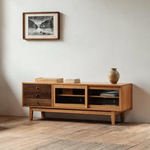 樱桃木1.6米视听柜客厅 简约黑胡桃樱桃实木 MUMO木墨 推门电视柜