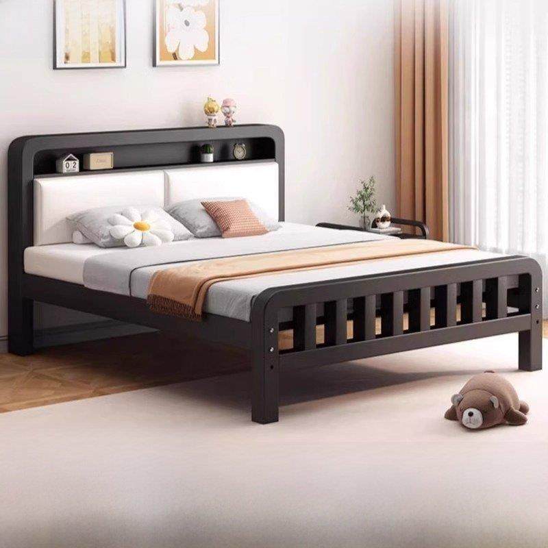 铁床双人床家1.8米现代简单软包装铁框架1.5儿童出租屋不锈钢单