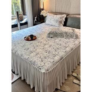 床裙 可机洗冰丝绸垫 蕾丝边可折叠空调软 三件套冰丝绸垫 夏季