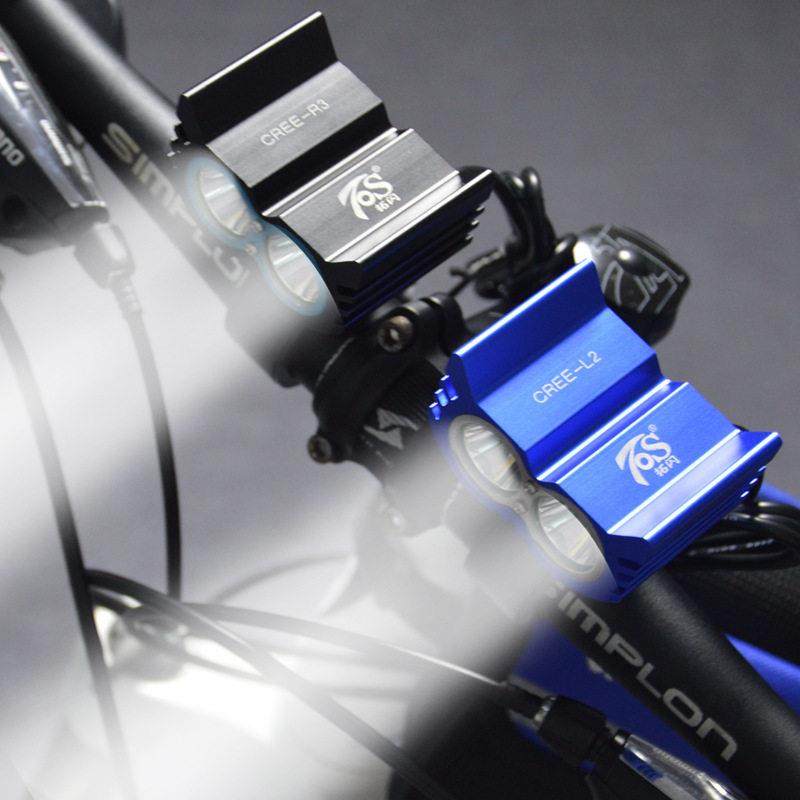 拓闪L2山地自行车灯前灯T6防水强光超亮骑行灯配件手电筒装备双核