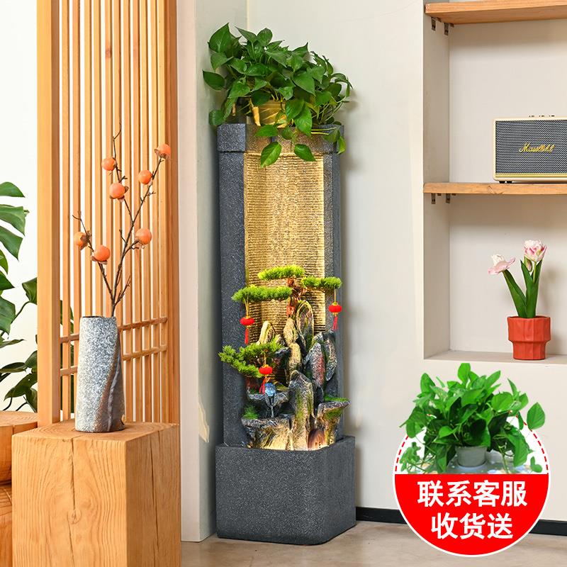 落地水幕墙喷泉景观假山流水摆件循环水客厅办公室乔迁装饰品礼物