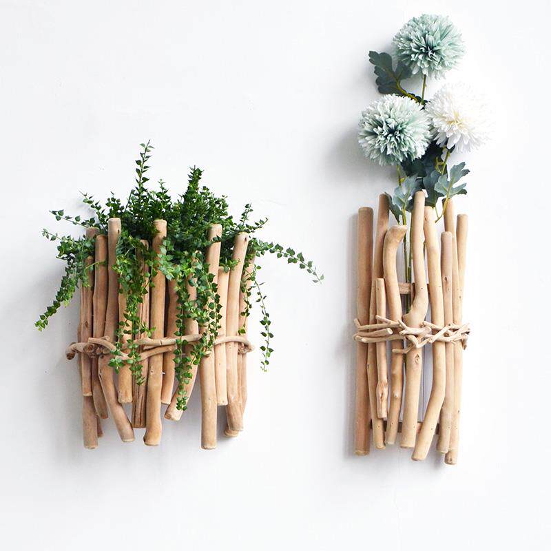 简约现代纯手工实木花瓶壁挂创意客厅玄关饭厅墙面花器装饰品挂件