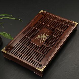 实木茶盘家用功夫茶具托 托盘沥水小茶台小型不锈钢塑料简约茶海