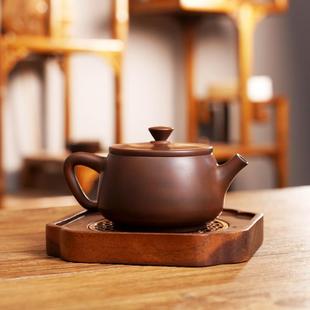 建水紫陶茶壶泡茶家用古铜汉瓦石瓢全手工茶具拉坯非坭兴陶瓷紫砂