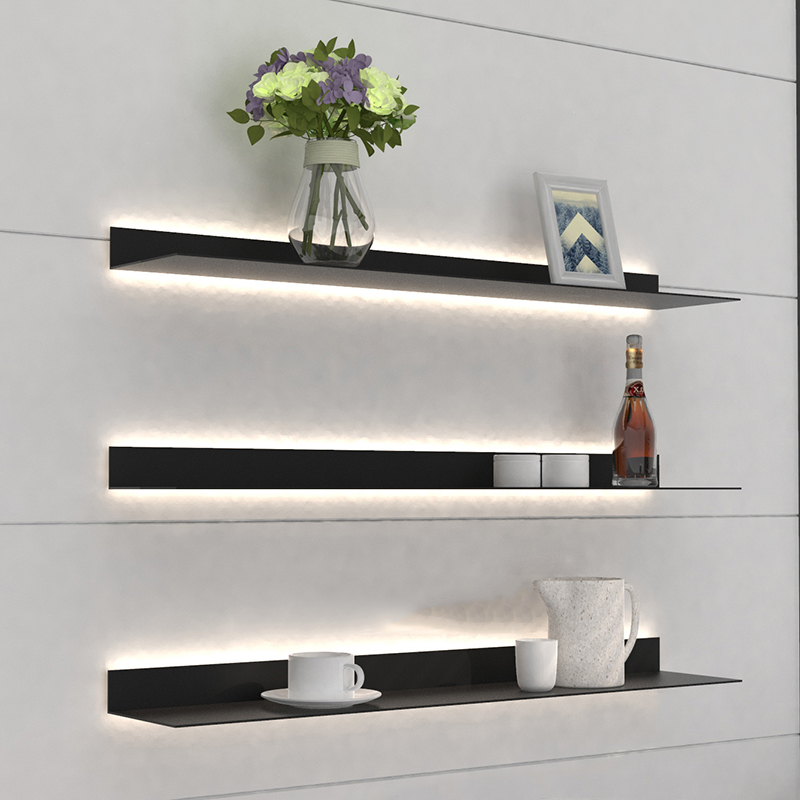 一字板发光墙上展示架壁挂装饰隔板客厅手办层板挂墙书架置物架