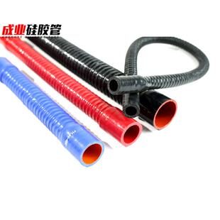 硅胶钢丝波纹管红色耐高温压风管空气进气中冷管夹布水管橡胶软管
