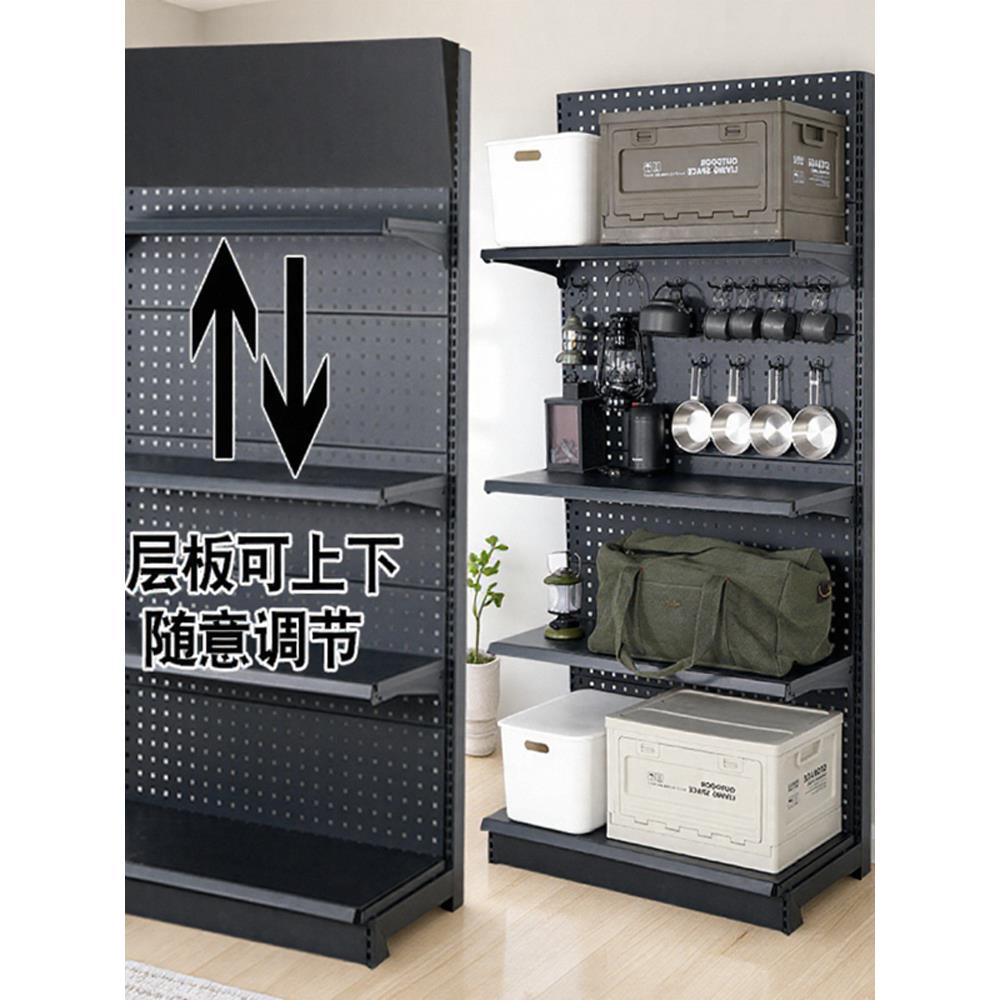 加厚洞洞板置物架展示货架收纳架金属落地立式超市五金工具整理架