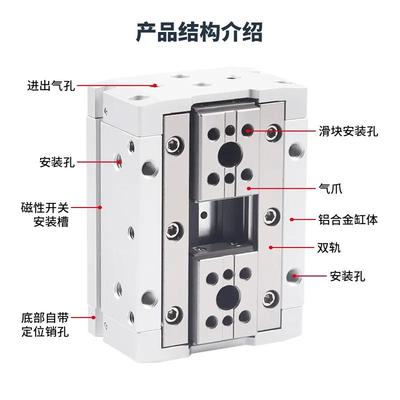 亚德客型HFD气动手指气缸HFD8X8X10X15X20X25X30X40X60X80