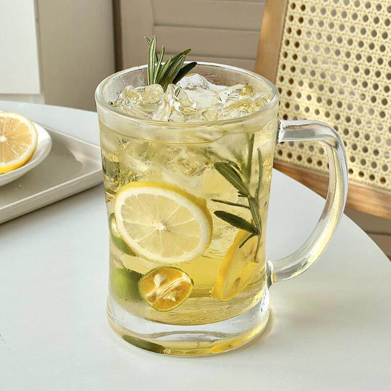 大容量水果茶杯ins风带把加厚玻璃杯家用女夏天果汁饮料喝水杯子