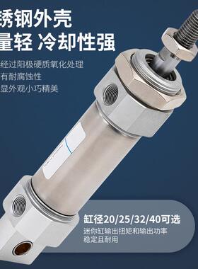 迷你气缸MF/MFJ/20/25/32/40X25X50X75X100X125*150SCA-U-CM/FA
