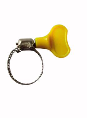 黄色塑料手柄不锈钢美式喉箍手拧抱箍卡扣燃气管排水管卡箍带手柄