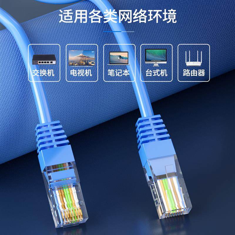 网线安普超六类千兆超五类6无氧铜家用路由宽带室外poe监控连接线