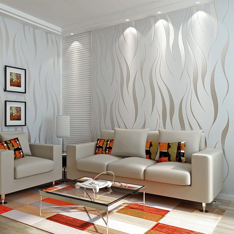 自粘3D立体浮雕波浪条纹墙纸卧室客厅背景墙壁纸自贴素色贴纸墙贴