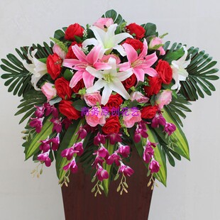 演讲台花仿真花挂式花假花讲台花装饰花司仪主席台花塑料花签到花