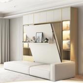 轻奢极简书柜客厅公寓沙发隐形床卧室壁床午休床折叠床实木墨菲床