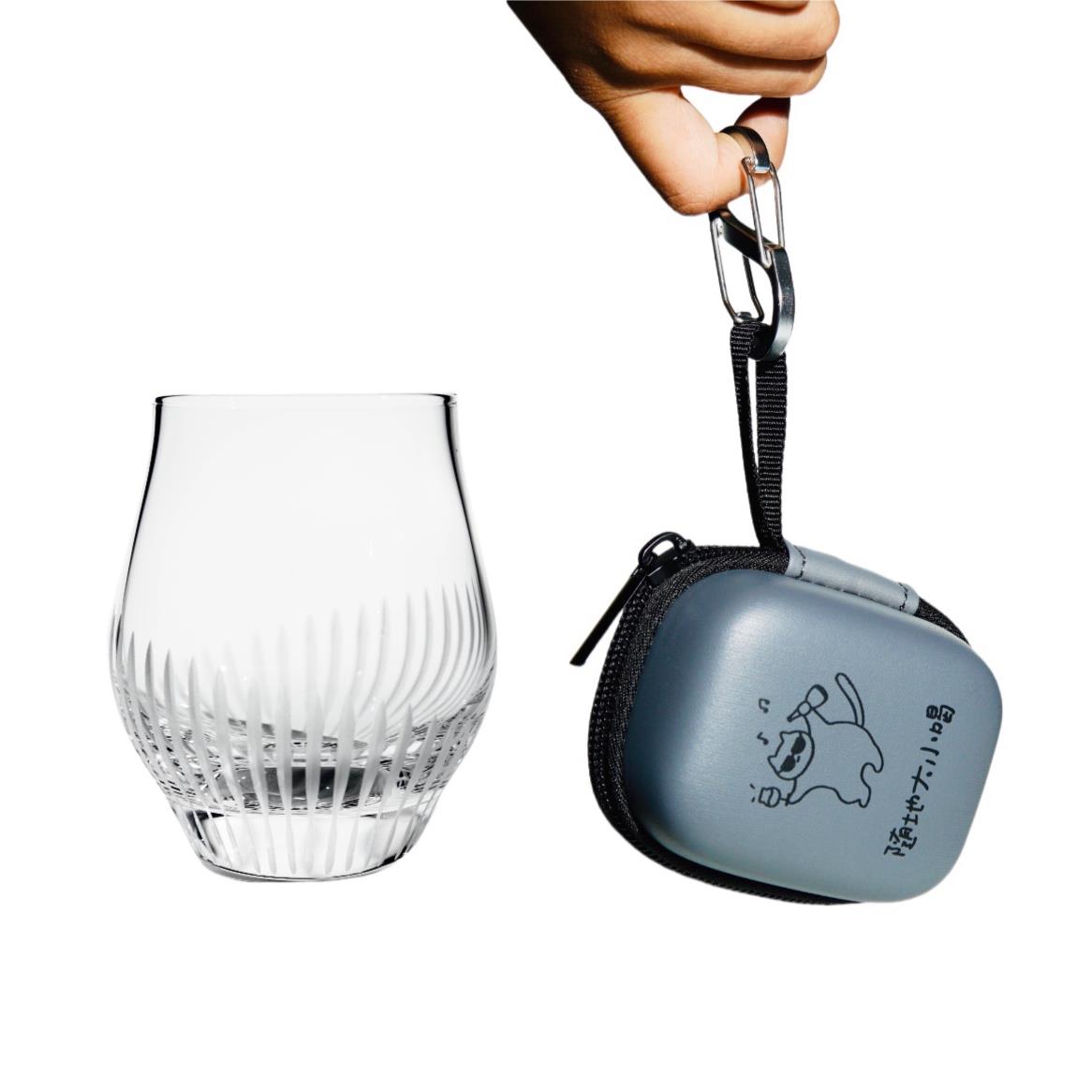 马师傅随身杯 便携手工水晶玻璃酒杯 带收纳包挂钩