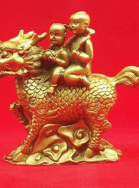 铜麒麟送子摆件观音求子龙凤招财镇宅金童玉女风水客厅桌面礼品