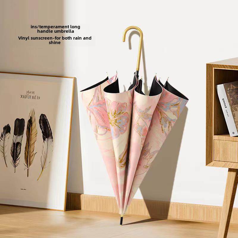 森系小金勾长柄伞晴雨两用遮太阳伞小清新黑胶防晒防紫外线雨伞女,居家日用,伞,淘宝优惠券,粉丝福利购,淘宝优惠卷