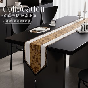 桌旗轻奢高端茶几餐桌长条桌布现代简约电视柜斗柜盖布高级感 法式