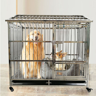 不锈钢狗笼子大型犬304泰迪金毛德牧拉布拉多狗笼室内折叠宠物笼