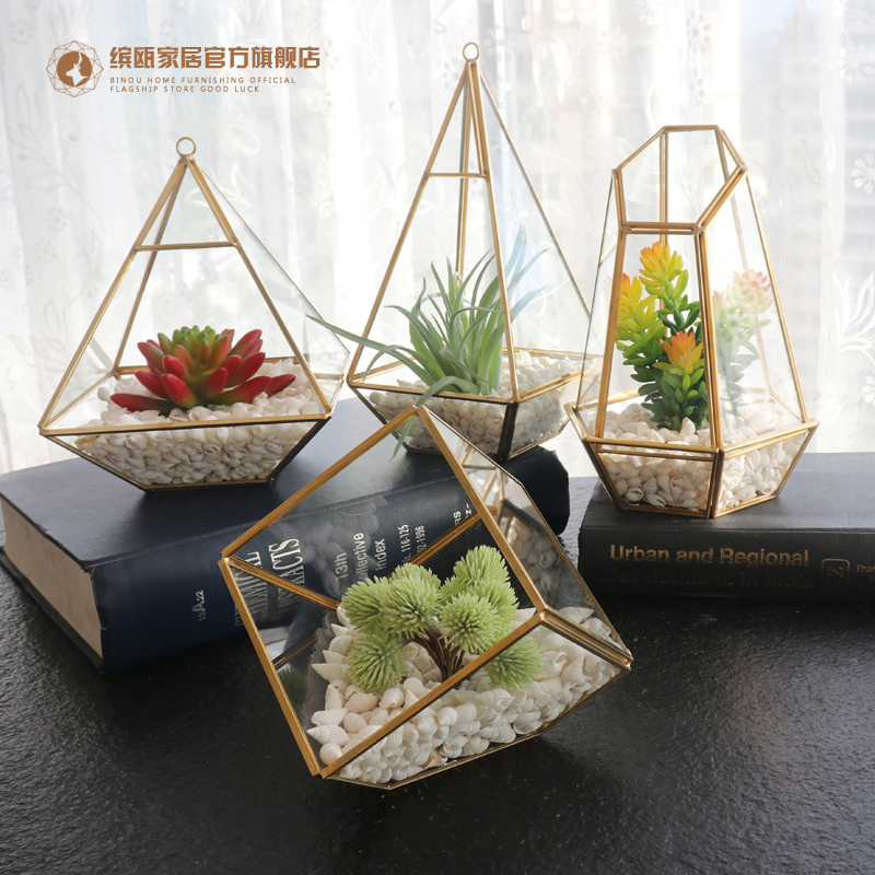 现代简约办公室几何玻璃罩子花房摆件G装饰品创意家居客厅桌面摆