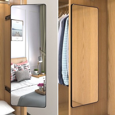 衣柜抽拉式镜子内置全身穿衣镜推拉旋转试衣镜衣橱内装隐形更衣镜