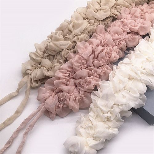 韩式低饱和奶茶色系高弹力网纱褶皱窗帘绑带窗饰束带扎带绑绳装饰