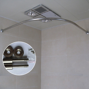 海之巅加厚304不锈钢弧形浴帘杆窗帘杆浴室浴帘套装送瓷砖开孔器