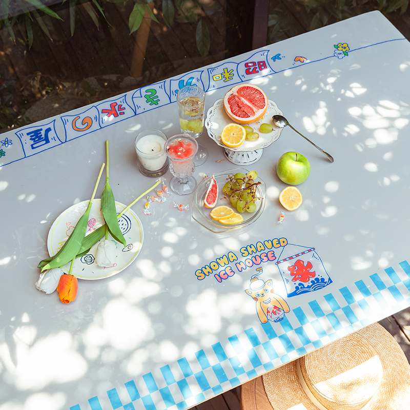 左咸敦道夏季昭和刨冰防水防油免洗PVC桌布软玻璃餐桌垫茶几垫