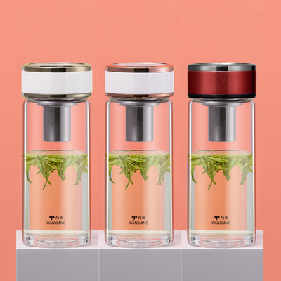 万象玻璃杯单层泡茶杯女士高档透明便携可爱水杯办公家用女生杯子