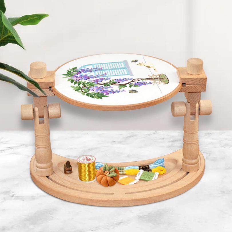 刺绣桌面台式榉木绣架十字绣绣框家用多功能固定绷夹工具可调节,3C数码配件,USB灯,淘宝优惠券,粉丝福利购,淘宝优惠卷