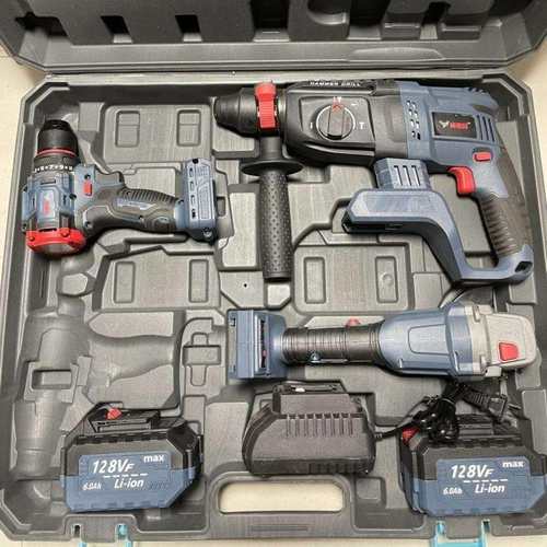 锂电无刷充电电锤冲击钻电捶角磨机电动扳手四件套工具