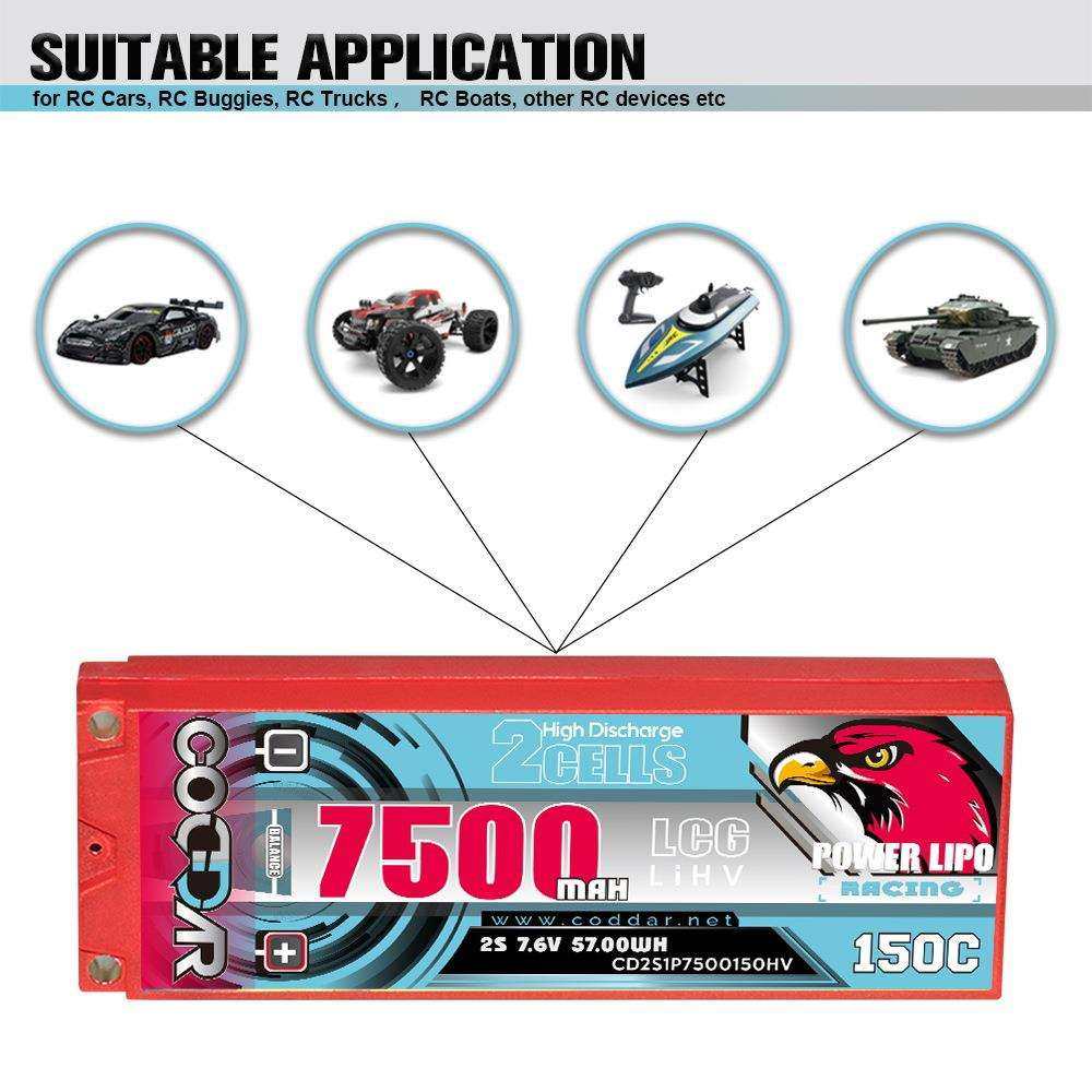 CODDAR鹰氪7500MAH2S7.6V150C1/10电房LCG低重心高压电池