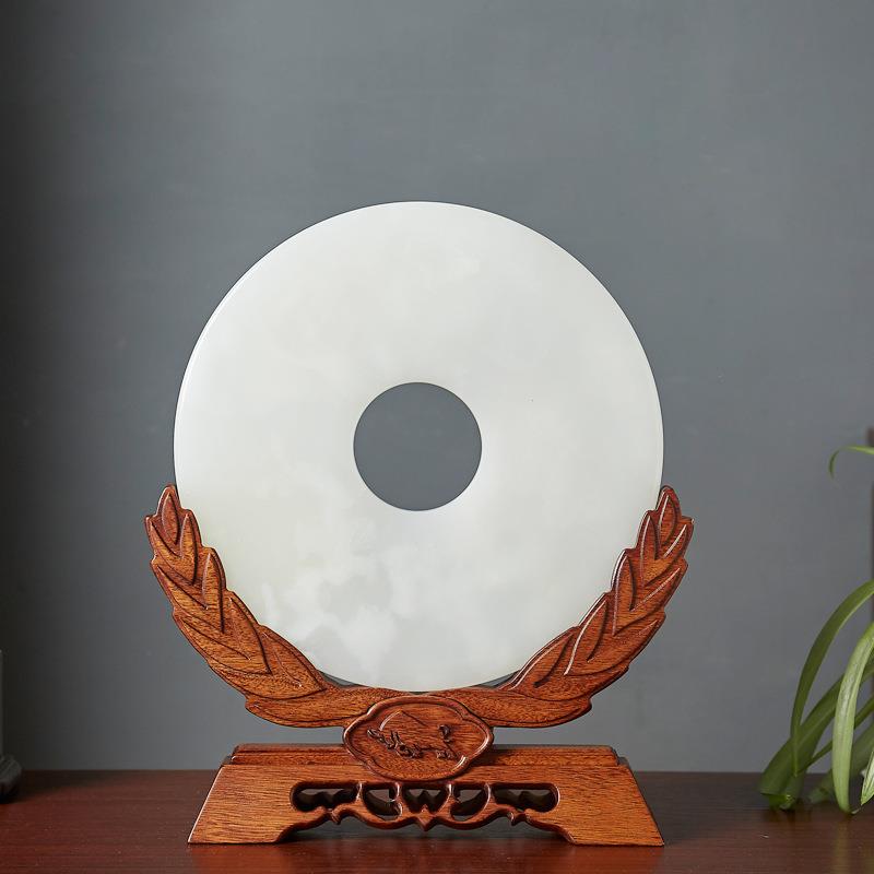 玉扣支架实木底座工艺品客厅摆件纪念盘支架实木工艺