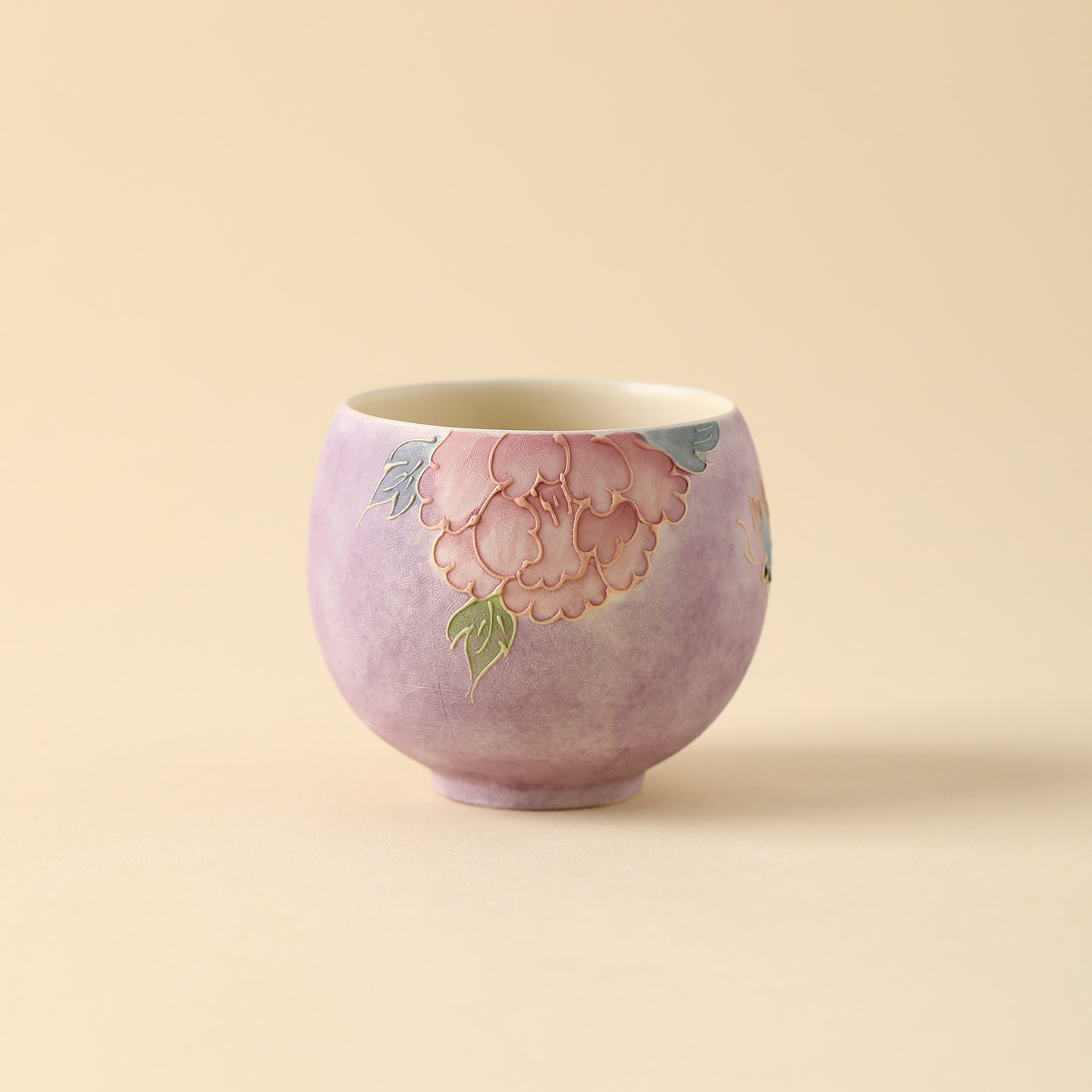 宏逐堆料纯手绘牡丹龙蛋杯精致茶杯单杯女士专用主人杯陶瓷品茗杯